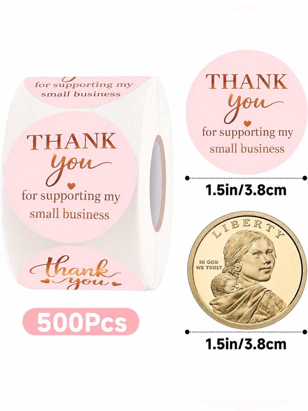 500 Pink “Thank You for supporting my small business” stickers - Picture 1 of 3